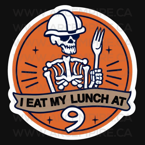 "I Eat My Lunch at 9" Sticker