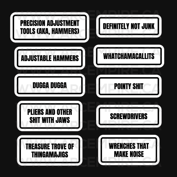 Toolbox Label Sticker Bundle – Pack 1