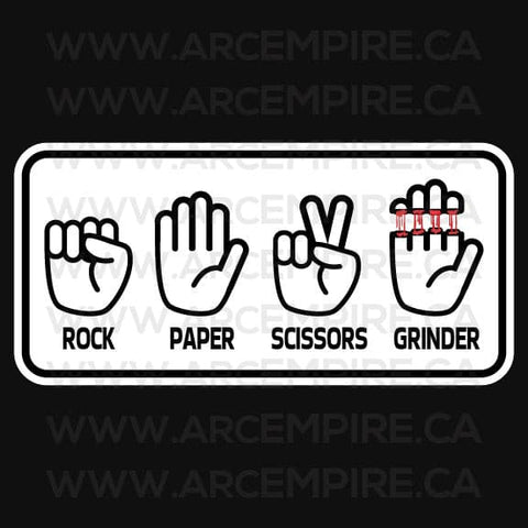 "Rock, Paper, Scissors, Grinder" Sticker