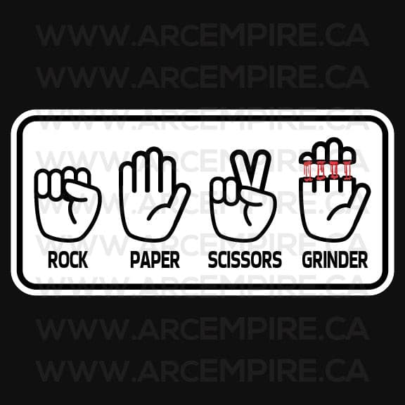 "Rock, Paper, Scissors, Grinder" Sticker