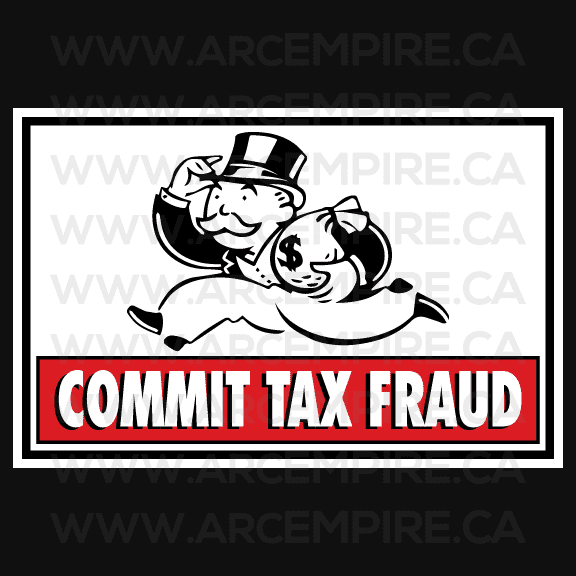 "Commit Tax Fraud" Monopoly Parody Sticker